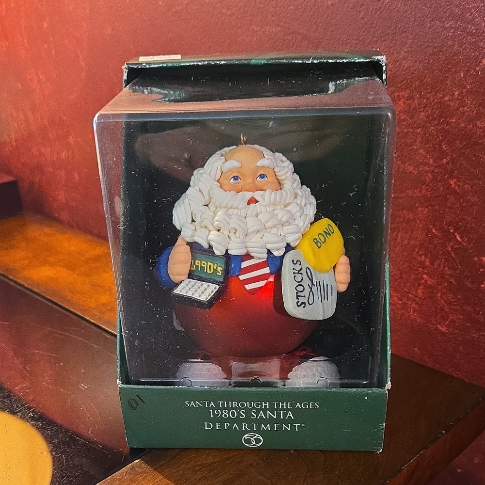 Vtg DEPT56 Noel Santa Through The Ages 1980s Blown Glass Ornament - NIB